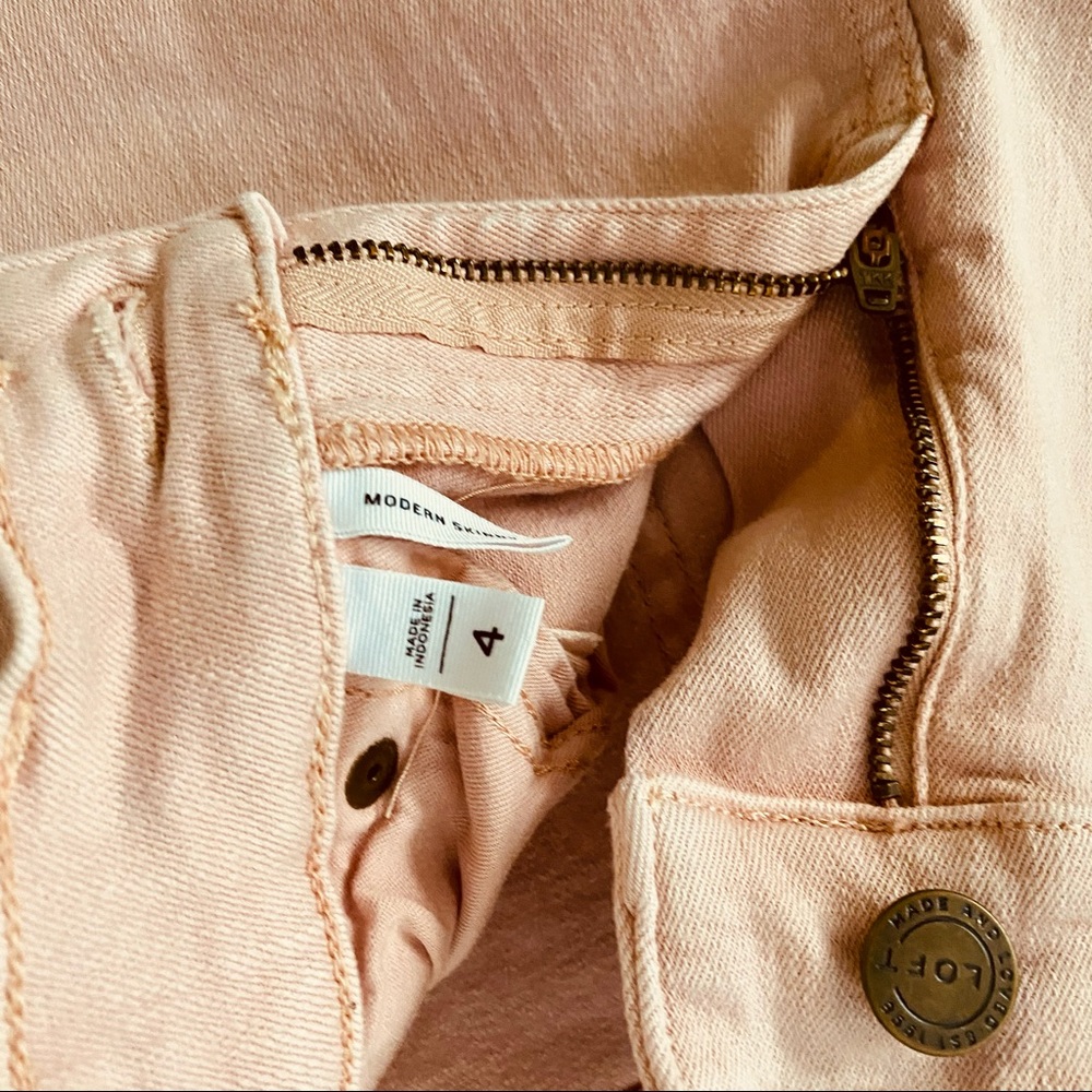 Loft Mid-Rise Slim Pocket Skinny Jeans In Pink - Picture 4 of 4